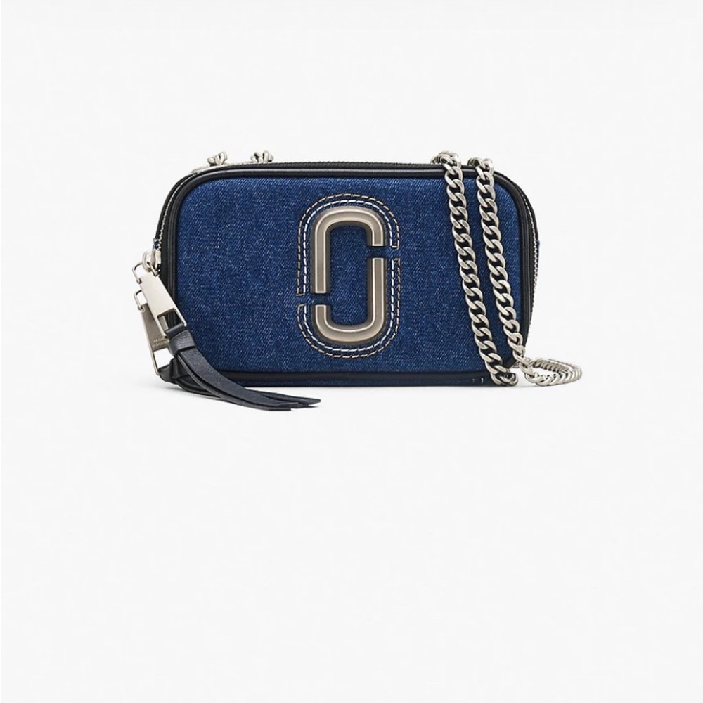 Marc Jacobs Blue and Silver Crossbody Bag with Chain Strap